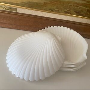 Vintage MCM Arcoroc Coquillage Coastal Shell Plates Milkglass Lot of 6